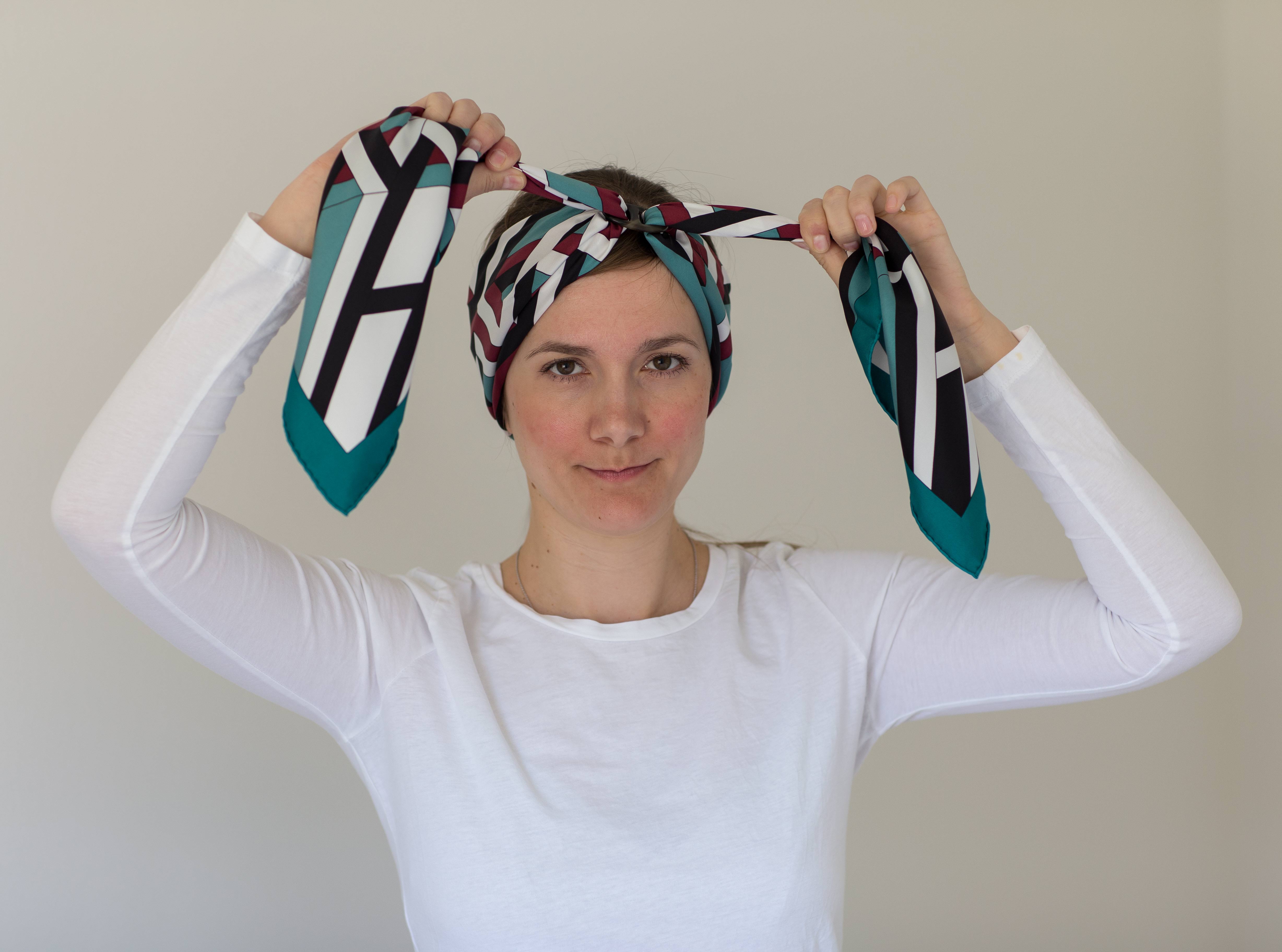 hermes scarf as headband